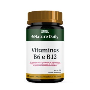 VITAMINA B6 + VITAMINA B12 NATURE DAILY 60 CÁPSULAS SIDNEY OLIVEIRA