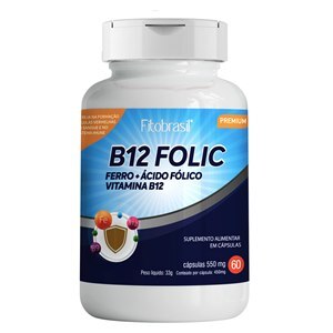 Ferro + Ácido Fólico + Vitamina B12 -  B12 Folic 60 Cápsulas