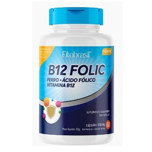 Ferro + Ácido Fólico + Vitamina B12 -  B12 Folic Fitobrasil 60 Cápsulas