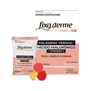 Colágeno Hidrolisado + Ácido Hialurônico - Fixa Derme Hialurônico 45 Gomas Mastigáveis