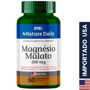 MAGNÉSIO MALATO 260MG MADE IN USA NATURE DAILY 60 COMPRIMIDOS SIDNEY OLIVEIRA