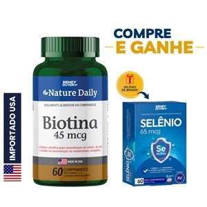 Biotina 45mcg Made In Usa Nature Daily 60 Comprimidos Sidney Oliveira