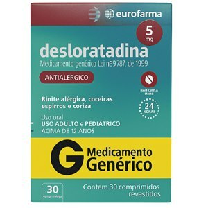 Desloratadina 5Mg 30 Comprimidos - Eurofarma - Genérico