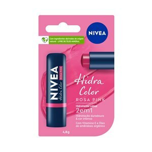 HIDRATANTE LABIAL NIVEA HIDRA COLOR 2 EM 1 ROSA PINK 4,8G