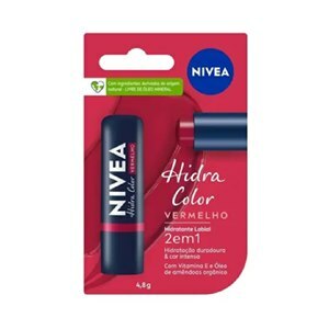 HIDRATANTE LABIAL NIVEA HIDRA COLOR 3 EM 1 VERMELHO PROTEÇÃO FPS30 4,8G