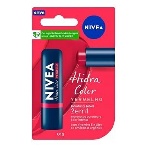 Hidratante Labial Nivea Hidra Color 2 Em 1 Vermelho 4,8G