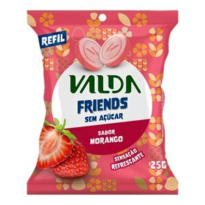 Pastilhas Valda Friends Sabor Morango Mentolado Sem Açúcar Sachê 25G