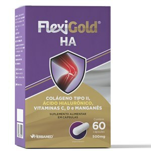 COLÁGENO II + ÁCIDO HIALURÔNICO + VITAMINAS C + D + MANGANÊS FLEXIGOLD HA 60 CÁPSULAS