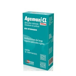 ANTIBIÓTICO AGEMOXI CL 250MG 10 COMPRIMIDOS PARA CÃES E GATOS 