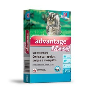 ANTIPULGAS E CARRAPATOS ADVANTAGE MAX3 1,0ML PARA CÃES ENTRE 4 E 10KG