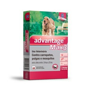 ANTIPULGAS E CARRAPATOS ADVANTAGE MAX3 2,5ML PARA CÃES ENTRE 10 E 25KG