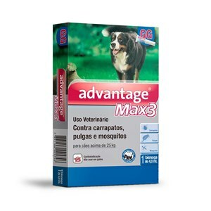 ANTIPULGAS E CARRAPATOS ADVANTAGE MAX3 4,0ML PARA CÃES ACIMA DE 25KG