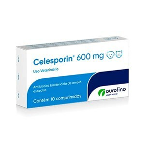 ANTIBIÓTICO CELESPORIN 600MG 10 COMPRIMIDOS PARA CÃES E GATOS