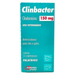 ANTIMICROBIANO CLINBACTER 150MG 14 COMPRIMIDOS PALATÁVEIS CÃES E GATOS  