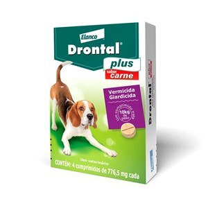 Drontal Plus para Cães de 10 kg Sabor Carne com 4 Comprimidos