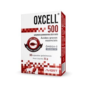 SUPLEMENTO OXCELL 500 MG PARA CÃES E GATOS AVERT 30 CÁPSULAS