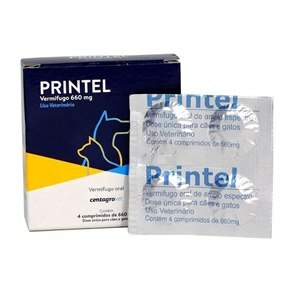 VERMÍFUGO PRINTEL 660MG 4 COMPRIMIDOS CÃES E GATOS