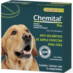 VERMÍFUGO CHEMITAL PARA CÃES PLUS  4 COMPRIMIDOS