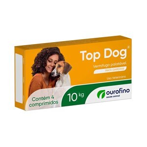 VERMÍFUGO TOP DOG PARA CÃES 10KG 4 COMPRIMIDOS