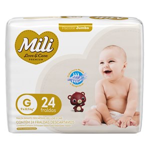 Fralda Mili Love&Care Premium Jumbo G - 24 Unidades