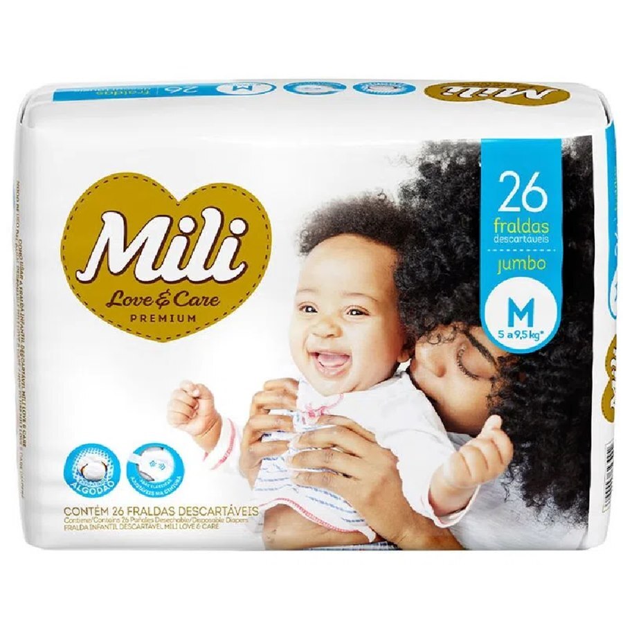 FRALDA MILI LOVE&CARE JUMBO M 26 UNIDADES - Ultrafarma