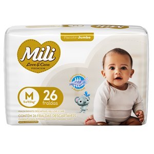 Fralda Mili Love&Care Premium Jumbo M - 26 Unidades
