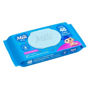 Toalhas Umedecidas Mili Baby Proteção Delicada - 48 Unidades