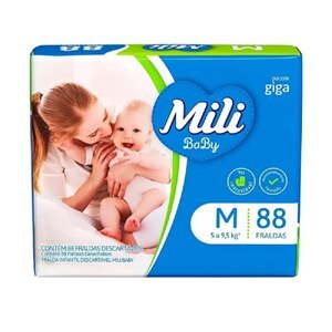 FRALDA MILI BABY GIGA M 88 UNIDADES