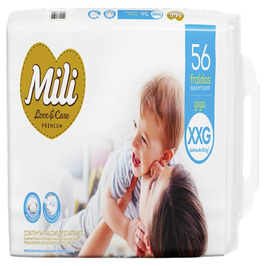 FRALDA MILI LOVE&CARE GIGA XXG 56 UNIDADES