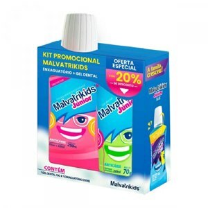 KIT GEL DENTAL MALVATRIKIDS JÚNIOR 70G + ENXAGUANTE BUCAL JÚNIOR 250ML