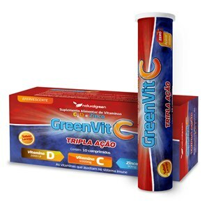 GREEN VITAMINA C + D + ZINCO TRIPLA AÇÃO NATURALGREEN 10 COMPRIMIDOS EFERVESCENTES