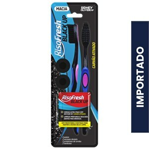 Escova Dental Risofresh Black Up 2 Unidades + 2 Ventosas + 2 Protetoresde Cerdas Cores Variadas Sidney Oliveira