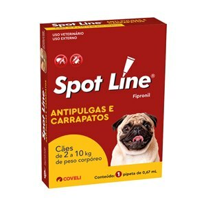 SPOT LINE ANTIPULGAS E CARRAPATOS 2 A 10KG 0,67ML 1 PIPETA CÃES - VALIDADE NOVEMBRO/2024