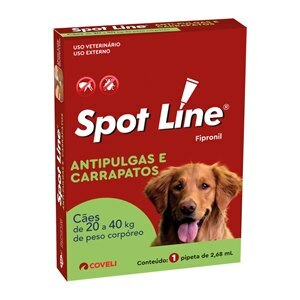 SPOT LINE ANTIPULGAS E CARRAPATOS 20 A 40KG 2,68ML 1 PIPETA PARA CÃES - VALIDADE NOVEMBRO/2024