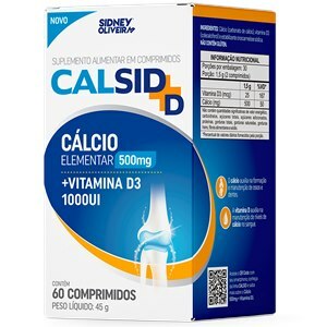 Cálcio Elementar 500Mg + Vitamina D3 1000Ui Calsid-D 60 Comprimidos Sidney Oliveira