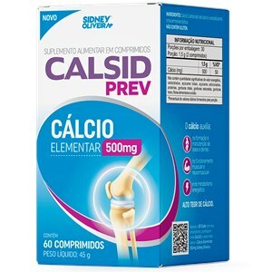 Cálcio Elementar 500Mg Calsid Prev 60 Comprimidos Sidney Oliveira