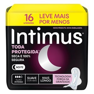 Absorvente Intimus Noturno Toda Protegida Cobertura Suave Com Abas - 16 Unidades