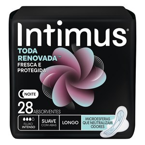 Absorvente Intimus Noturno Toda Renovada Cobertura Suave Com Abas - 28 Unidades