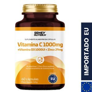 VITAMINA C 1000MG + VITAMINA D 1000UI + ZINCO 29MG 60 CÁPSULAS UNIÃO EUROPEIA SIDNEY OLIVEIRA