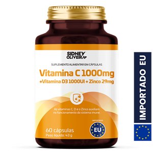 Vitamina C 1000Mg + Vitamina D 1000Ui + Zinco 29Mg 60 Cápsulas União Europeia Sidney Oliveira
