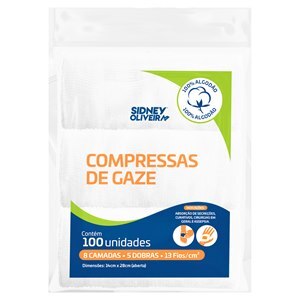 COMPRESSA DE GAZE 100 UNIDADES SIDNEY OLIVEIRA