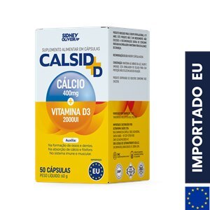 Cálcio 400Mg + Vitamina D3 2000Ui Calsid+D 50 Cápsulas União Europeia Sidney Oliveira