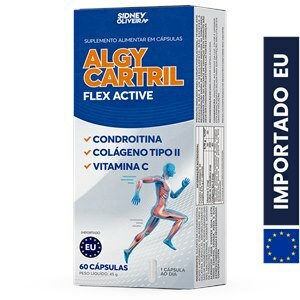 Colágeno Tipo Il + Condroitina + Vitamina C Algy Cartril Flex Active 60 Cápsulas União Europeia Sidney Oliveira