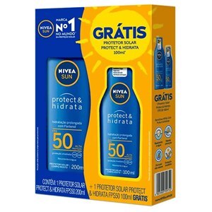Kit Protetor Solar Nivea Sun Protect & Hidrata Fps 50 200Ml + Grátis Protetor Solar Protect & Hidrata Fps 50 100Ml