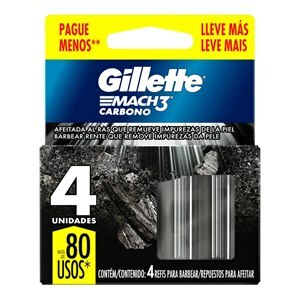 CARGA GILLETTE MACH3 CARBONO 4 UNIDADES LEVE MAIS PAGUE MENOS 