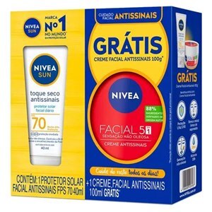 Protetor Solar Nivea Sun Facial Fps70 40Ml Grátis Creme Antissinais 100G