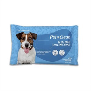 TOALHAS UMEDECIDAS PET CLEAN PARA CÃES E GATOS 50 UNIDADES