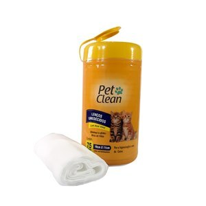 LENÇO UMEDECIDO PET CLEAN PARA GATOS 75 UNIDADES