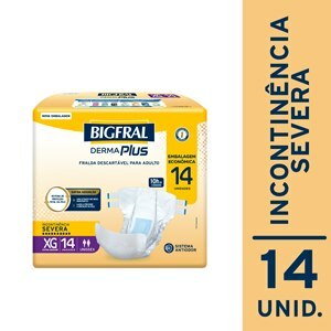 FRALDA GERIÁTRICA BIGFRAL DERMA PLUS ECONÔMICA XG 14 UNIDADES