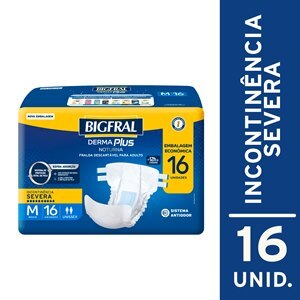 FRALDA GERIÁTRICA BIGFRAL DERMA PLUS NOTURNA ECONÔMICA M 16 UNIDADES